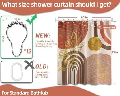 Burnt Orange Shower Curtain, 60X72 in, Mid Century Modern MCM