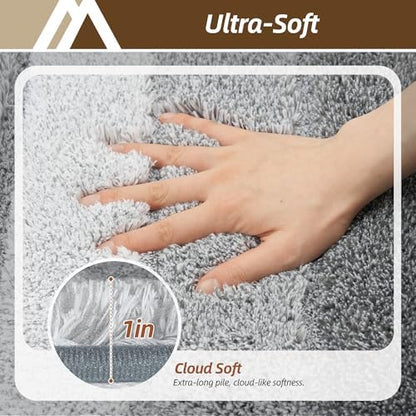 COSY HOMEER Bathroom Rugs 59x20,Ultra Soft Absorbent Bath Mat,Grey