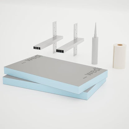 36in. × 14in. × 4in. The Original Floating Shower Bench Kit with Wedi Boards – Original Shower Bench Bracket