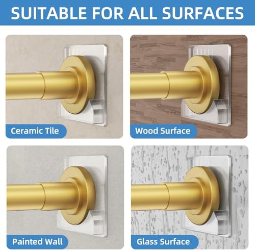 CorkLatta Gold Adjustable Shower Curtain Rod 32 to 68 inch with 2 Holders