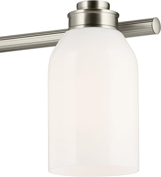 Kichler Shae 24.25" 3-Light Vanity Light with White Opal Glass in Brushed Nickel, for Bathroom Vanity, Powder Room, Over a Mirror, (24.25" W x 9" H), 55202NI
