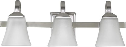 Design House 514760 Torino Traditional 3-Light Indoor Bathroom Vanity Light Dimmable Snow Glass for Over the Mirror, Satin Nickel