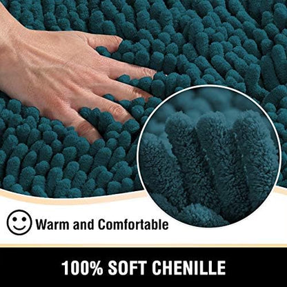 H.VERSAILTEX Toilet Mat U Shaped Bathroom Rugs Bath Mats for Bathroom Non Slip Luxury Chenille Bath Mat U Shape 20x24 Extra Soft and Absorbent Shaggy Rugs Washable Dry Fast - Dark Teal