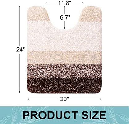 Arotive Microfiber Bathroom Rugs, Soft Absorbent Contour Toilet Rugs, 24x20