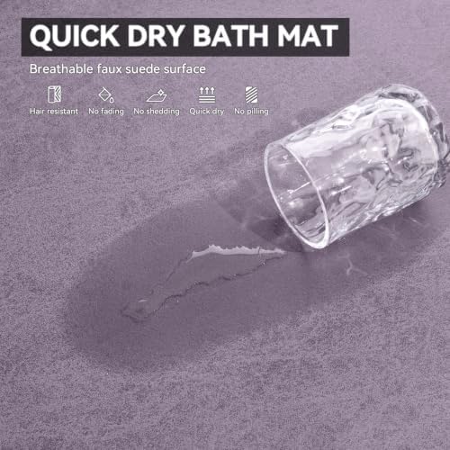 MontVoo -Bath Mat Rug-Rubber Backing Non Slip Quick Dry Absorbent Thin Bathroom Rugs Fit Under Door-Faux Suede Surface Bathroom Floor Mats-Shower Rug for in Front of Bathtub Shower Lavender 16"x24"