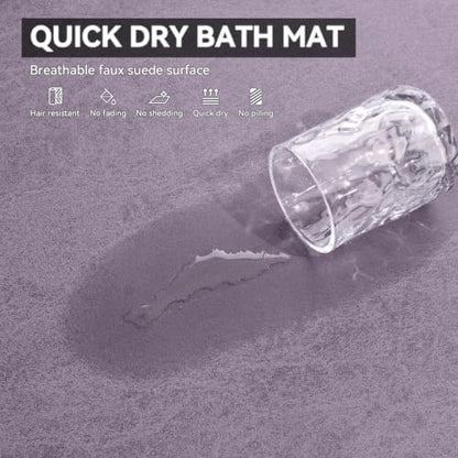 MontVoo -Bath Mat Rug-Rubber Backing Non Slip Quick Dry Absorbent Thin Bathroom Rugs Fit Under Door-Faux Suede Surface Bathroom Floor Mats-Shower Rug for in Front of Bathtub Shower Lavender 16"x24"