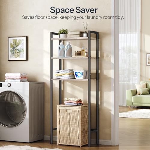 HOOBRO Over The Toilet Storage, 3-Tier Bathroom Organizer Shelf Over Toilet, Freestanding Bathroom Storage Shelves, Space Saver, Easy to Assemble for Room, Greige and Black BG41TS01