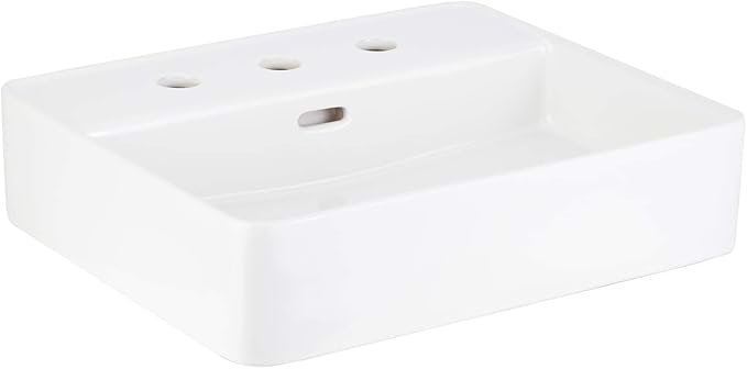 Signature Hardware 447958 Hibiscus 20" Fireclay Vessel Bathroom Sink with 3 Faucet Holes at 8" Centers