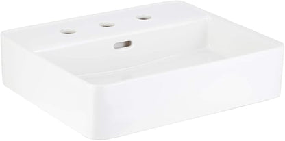 Signature Hardware 447958 Hibiscus 20" Fireclay Vessel Bathroom Sink with 3 Faucet Holes at 8" Centers