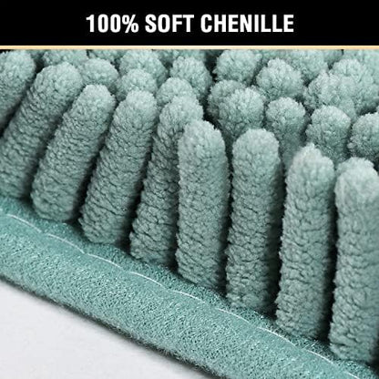H.VERSAILTEX Bath Mat Bathroom Non Slip Extra Thick Chenille Rug 17" x 24" Absorbent Soft Shaggy Washable Dry Fast Plush Rugs for Bathtubs - Eggshell Blue