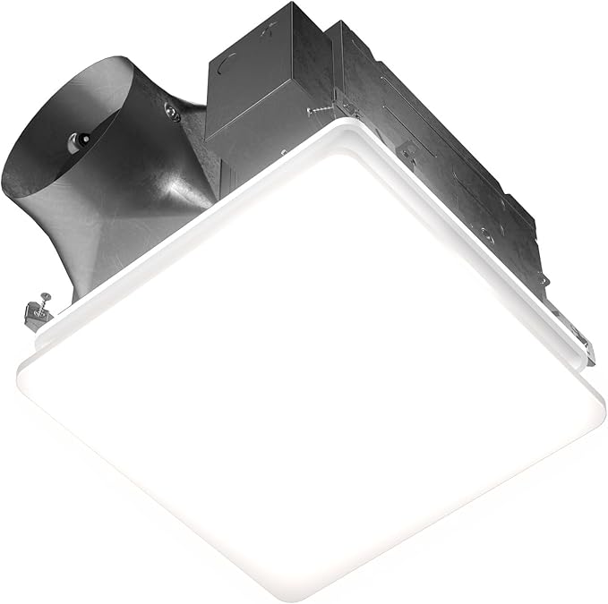 EVOLVE Premium Bathroom Exhaust Fan with Light and Continuous Run, 110-130-150 Selectable CFM