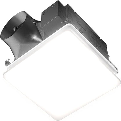 EVOLVE Premium Bathroom Exhaust Fan with Light and Continuous Run, 110-130-150 Selectable CFM