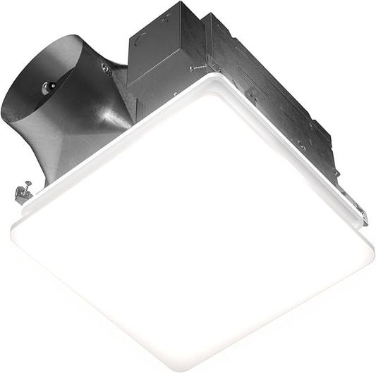 EVOLVE Premium Bathroom Exhaust Fan with Light and Continuous Run, 110-130-150 Selectable CFM