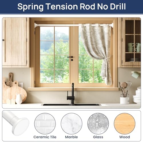ENJOYBASICS 1" White Shower Curtain Rod, 30-52" Adjustable, Secure Tension