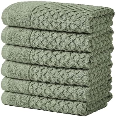 Great Bay Home Hand Towels - 100% Cotton 6 Pack 26x16 Hand Towel Set - Absorbent, Durable, Quick-Dry Towels for Bathroom (Eucalyptus)