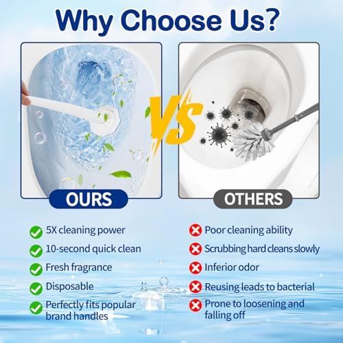100 Count Toilet Bowl Brush Refills for Clorox, Upgrade 3-Layer Thickened