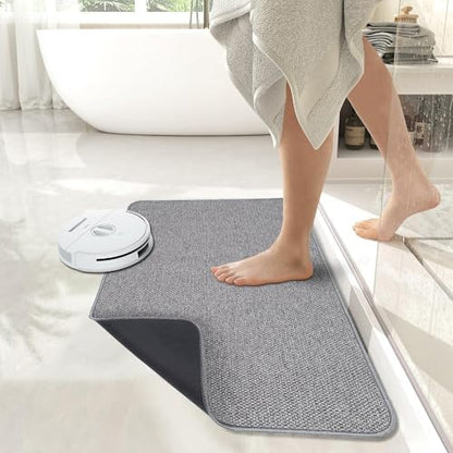 Bosap Bath Mat,Ultra Thin Bathroom Rugs,Rubber Bath Mats for Bathroom,No Slip Bath Rugs,Quick Dry,Machine Washable,Low Pile,Absorbent,Shower Outside,Sink,Home Decor Accessories.Grey,2'x3'(24x36inch)
