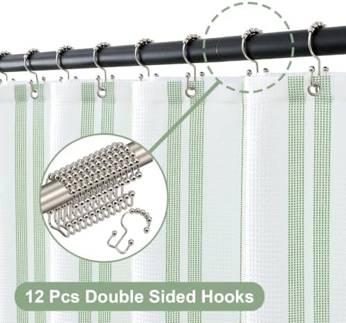 ORTIGIA 3 in 1 Waterproof Shower Curtain PEVA Liner Set 72x72 Inch,Green