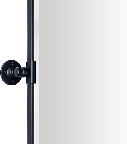 TEHOME Pivot Mirror Matt Black Tilt Bathroom Vanity Mirror Black Metal Framed Rectangle Horizontal Tilting Beveled Vanity Mirrors, Overall 44.12 x 30 inches (Mirrror 40 x 30 inches)