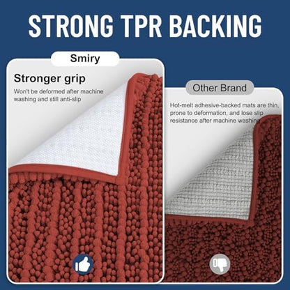 Smiry Bathroom Rugs 36X24, Extra Soft Rubber Backing Chenille Bath Mats