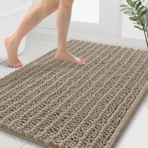 Smiry Bathroom Rugs 40X32, Extra Soft Rubber Backing Chenille Bath Mats