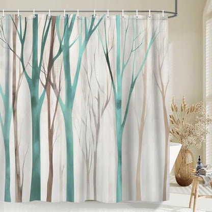 Birch Forest Abstract Shower Curtain Farmhouse Bathroom Decor 60X72 Inch