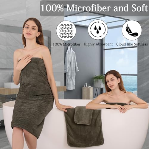 8 Piece Bath Towel Set-2 Oversized Bath Sheets(35"x70"),2 Hand Towels,4 Washcloths-Extra Large Microfiber Towel Sets,Less Lint Highly Absorbent & Quick Dry Bath Towels for Bathroom Gym Pool,Brown