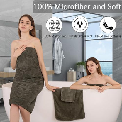 8 Piece Bath Towel Set-2 Oversized Bath Sheets(35"x70"),2 Hand Towels,4 Washcloths-Extra Large Microfiber Towel Sets,Less Lint Highly Absorbent & Quick Dry Bath Towels for Bathroom Gym Pool,Brown