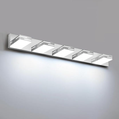 LED Modern Bathroom Vanity Light Fixtures, 5-Light 34-inch Dimmable Chrome Vanity Lights for Bathroom Lighting Fixtures Over Mirror, with 350° Rotatable Heads (Cool White 6000K)