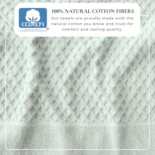 Great Bay Home Bath Towels - 100% Cotton 6 Piece Towel Set - Diamond Waffle Weave - Absorbent, Durable, Quick-Dry Towels for Bathroom (Pastel Blue)