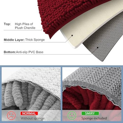 Smiry Bathroom Rugs 36X24, Luxury Chenille Extra Soft Absorbent Bath Mat