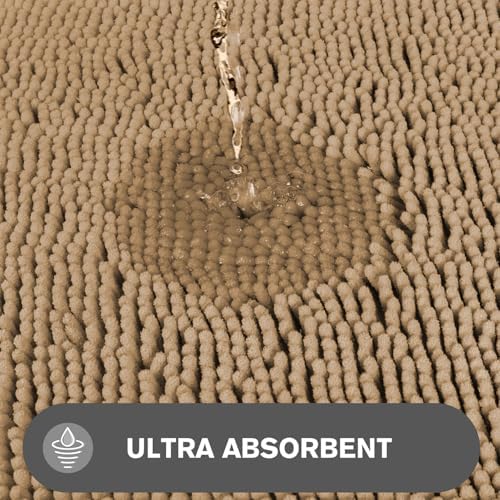 Bathroom Rugs 36 x 60 Inch – Extra Large Bath Mat | Absorbent and Washable Thick Chenille Bath Rugs Non-Slip Runner Rug for Bathroom, Shower, Tub(Beige)