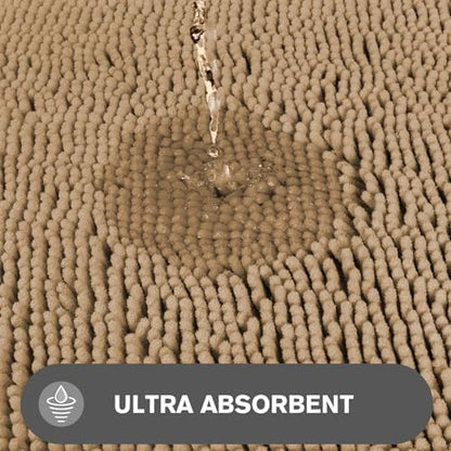 Bathroom Rugs 40 x 60 Inch – Extra Large Bath Mat | Absorbent and Washable Thick Chenille Bath Rugs Non-Slip Runner Rug for Bathroom, Shower, Tub(Beige)