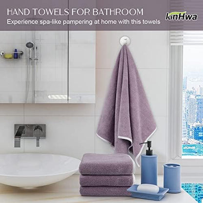 KinHwa Hand Towels for Bathroom, Microfiber Face Towels, 16x30 Inch, 2 Pack