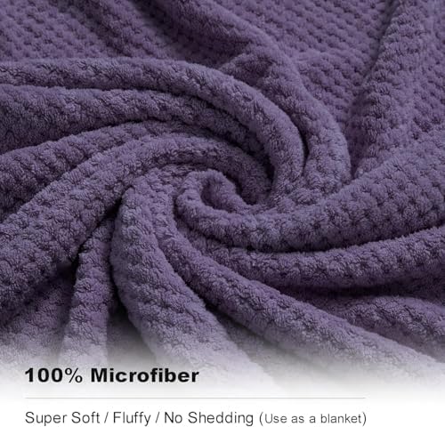 8-Piece Bath Towel Set, 2 Extra Large Bath Towel Sheets, 2 Hand Towels and 4 Washcloths - Highly Absorbent Quick Dry Microfiber,Ultra Soft Towel Set for Bathroom, Waffle Weave Design (Dark Purple)