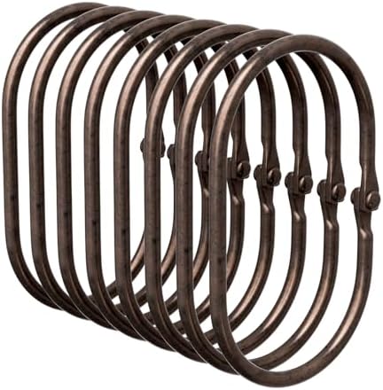 Bathway Shower Curtain Rings, Shower Curtain Hooks Bronze Curtain Rings 12 Pcs Anti-Drop Shower Rings for Curtain, Metal Shower Curtain Rings Rust Proof, Shower Hooks for Shower Curtain Rod