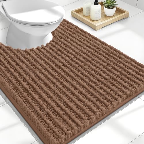 OLANLY U-Shaped Toilet Rug 24x20, Thick Soft Absorbent Chenille Contour Rug