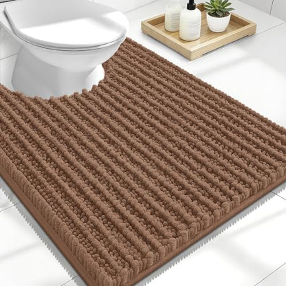 OLANLY U-Shaped Toilet Rug 24x20, Thick Soft Absorbent Chenille Contour Rug