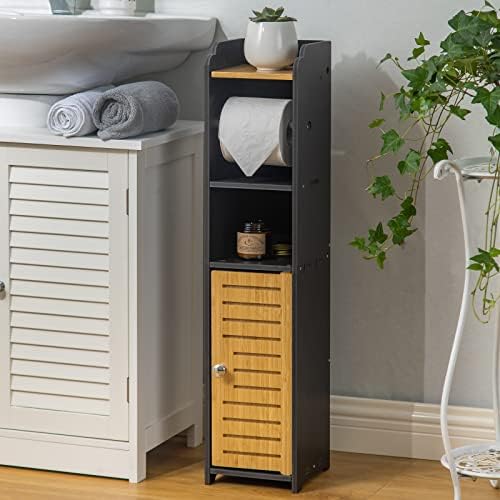 AOJEZOR Toilet Paper Holder Stand: No Drill Fit Small Bathroom for Renters