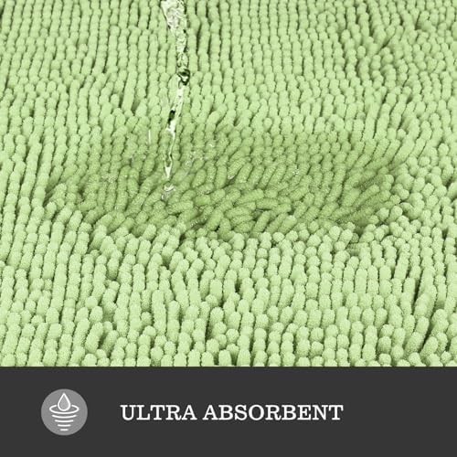 Yeaban Chenille Seafoam Green Bathroom Rug 40"x60",Non-Slip Rubber Backing