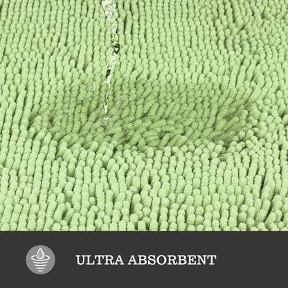 Yeaban Chenille Seafoam Green Bathroom Rug 40"x60",Non-Slip Rubber Backing