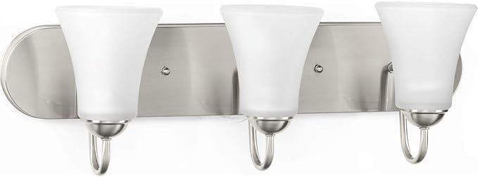 Progress Lighting Classic Collection 3-Light Etched Glass Traditional Bath Vanity Light Brushed Nickel