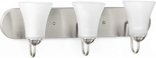 Progress Lighting Classic Collection 3-Light Etched Glass Traditional Bath Vanity Light Brushed Nickel