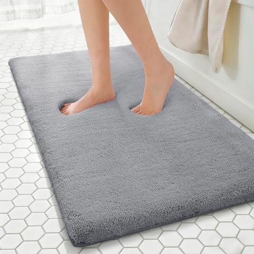 MINIDEAR Bathroom Rugs 47x20 Dark Gray - Thick Memory Foam Bath Mat, Ultra Soft & Plush Fluffy, Non-Slip, Quick Dry, Absorbent Washable Floor Microfiber Mat for Tub, Home Decor Accessories