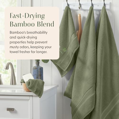 Springtree Home Luxury Bamboo Rayon Bath Towel Set | 6-Piece Set | Lily Pad