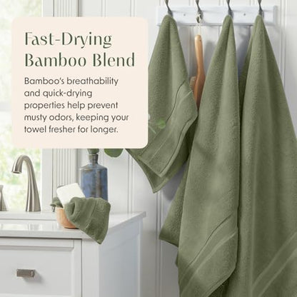 Springtree Home Luxury Bamboo Rayon Bath Towel Set | 6-Piece Set | Lily Pad