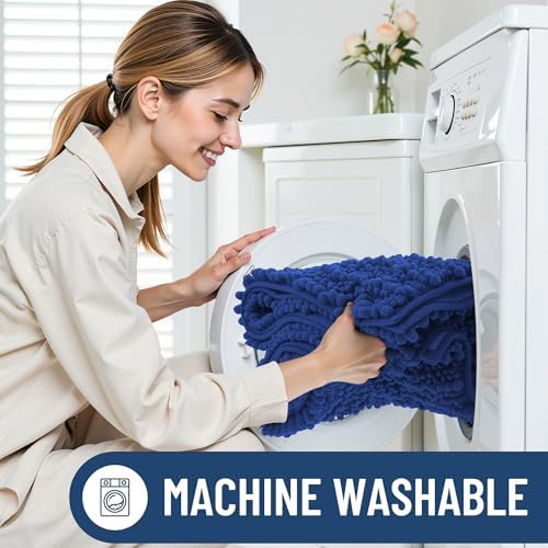 Smiry Bathroom Rugs 48X32, Extra Soft Rubber Backing Chenille Bath Mats