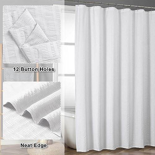 Aiyufeng Moga White Fabric Shower Curtain 90 Inch Extra Long for Bathroom