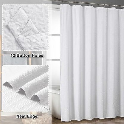 Aiyufeng Moga White Fabric Shower Curtain 72 Inch Long for Bathroom