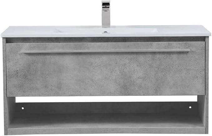 40 Inch Single Bathroom Floating Vanity in Concrete Grey